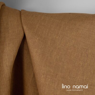 Lininis audinys iš rusvai geltonų ir rudų verpalų