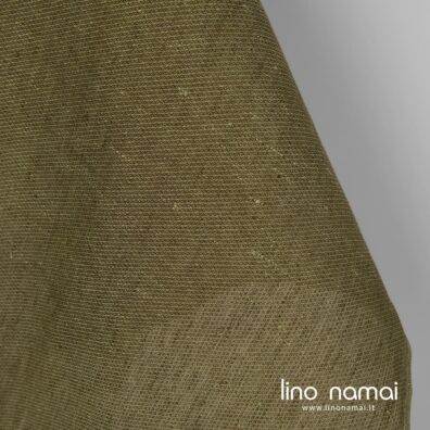 Lininis žalias raštuotas audinys
