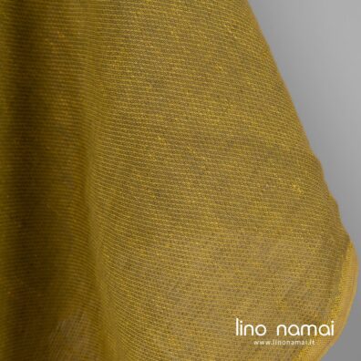 Lininis audinys geltonai žalias raštuotas