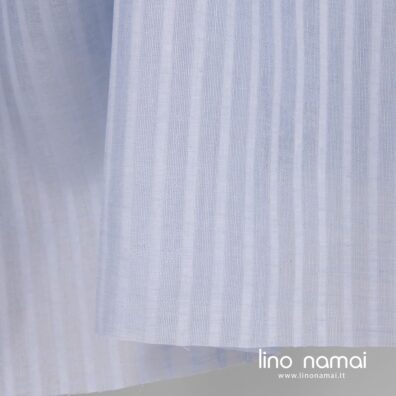 Melsvas dryžuotas lino audinys užuolaidoms, šalikams