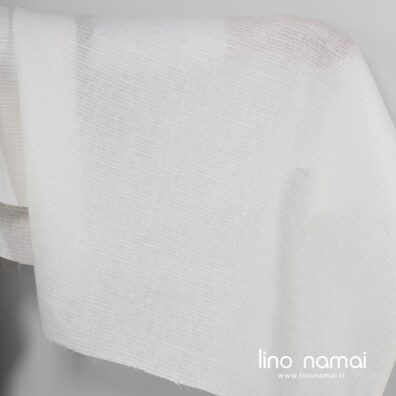 Baltas lininis audinys su dryžiukais