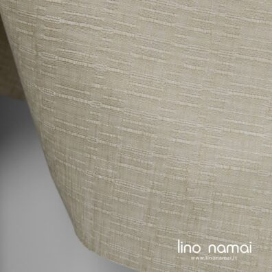 Žalsvai rusvas 100% lino audinys su dryžiukais