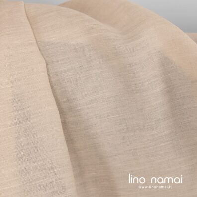 Lininis audinys iš šviesiai rudų ir šviesios kreminės spalvos verpalų