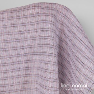 Violetinis languotas lininis audinys drabužiams, namų tekstilei