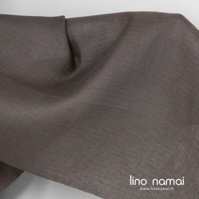 Lininis audinys pilkai-rudai raštuotas