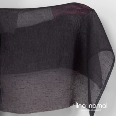 Lininis permatomas tamsiai violetinis audinys