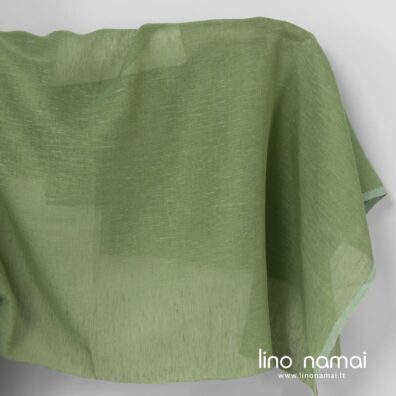 Lininis permatomas audinys salotinės spalvos