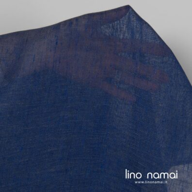 Lengvas retas mėlynas lino audinys užuolaidoms, šalikams, skaroms