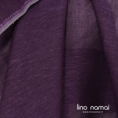 Permatomas violetinis lininis audinys užuolaidoms, šalikams