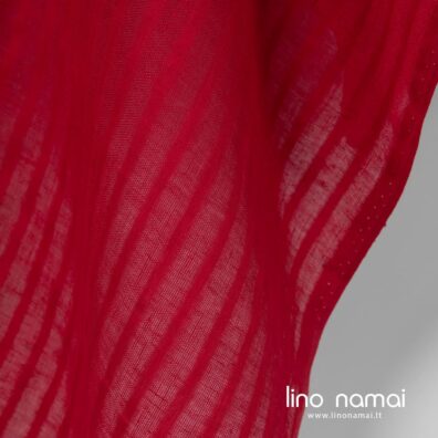 Raudonas permatomas lininis audinys užuolaidoms, šalikams