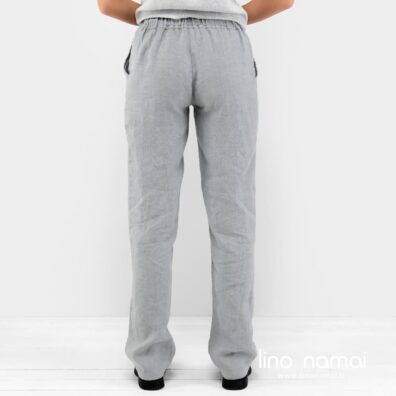 Pilkos lininės kelnės, nugaros pusė