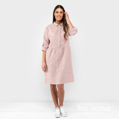 Rusva puslininė suknelė iki kelių