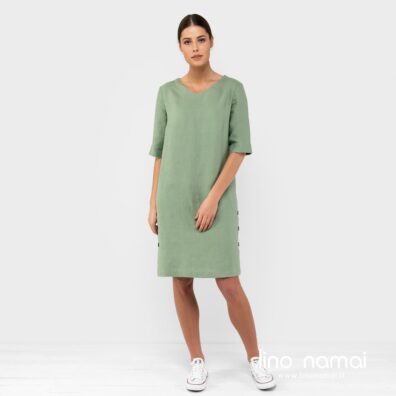 Lininė žalsva suknelė