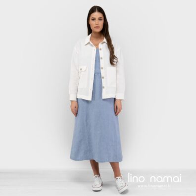 Pieno baltumo lino - medvilnės švarkelis