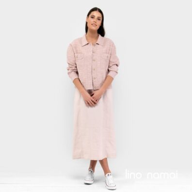 Rusvas lino-medvilnės sudėties švarkelis