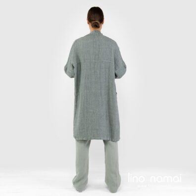 Lininis kardiganas žalsvas, nugaros pusė