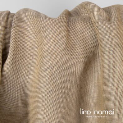 Lininis audinys smulkiais rudais langeliais
