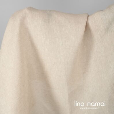 Smėlio spalvos raštuotas lininis audinys