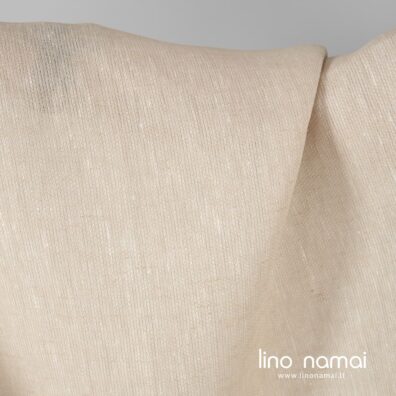 Rusvas raštuotas lininis audinys drabužiams, namų tekstilei