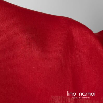 Lininis audinys raudonas raštuotas