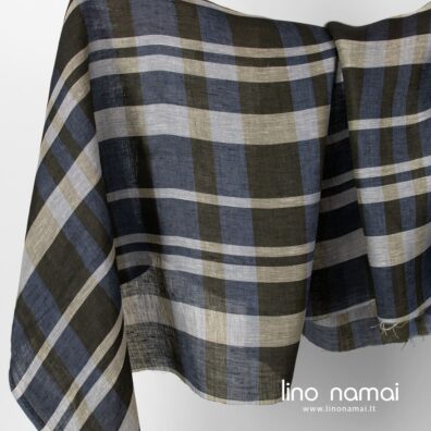 Lininis audinys mėlynai-žaliai languotas