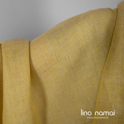 Lininis audinys geltonas melanžinis drabužiams, namų tekstilei