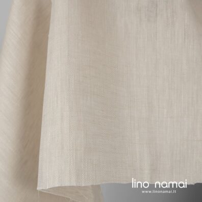 Gelsvai rusvas lininis audinys raštuotomis juostelėmis