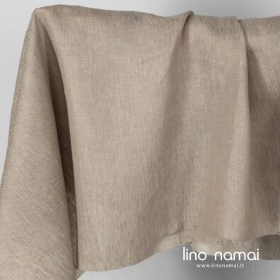 Lininis audinys smėlio spalvos raštuotas