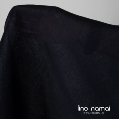 Lininis audinys tamsiai mėlynas raštuotas