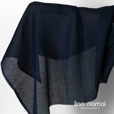 Lininis audinys tamsiai mėlynas ažūrinis