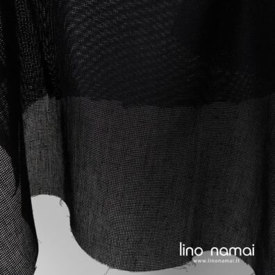 Lininis audinys juodas permatomais langeliais