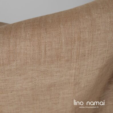 Lininis audinys iš rudų ir šviesių smėlio spalvos verpalų
