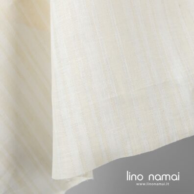 Lininis audinys gelsvais dryžiais drabužiams, staltiesėms, užuolaidoms