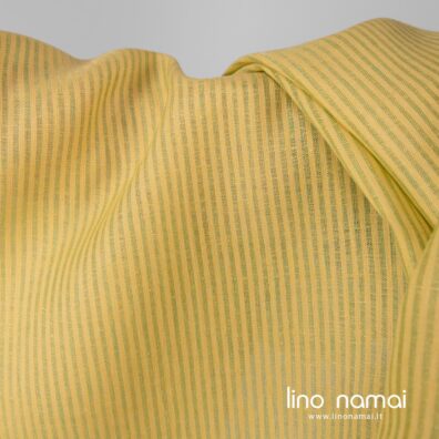 Lininis audinys geltonas dryžuotas drabužiams, staltiesėms, servetėlėms, užuolaidoms