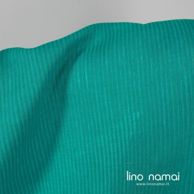 Žaliai-melsvai dryžuotas lino audinys