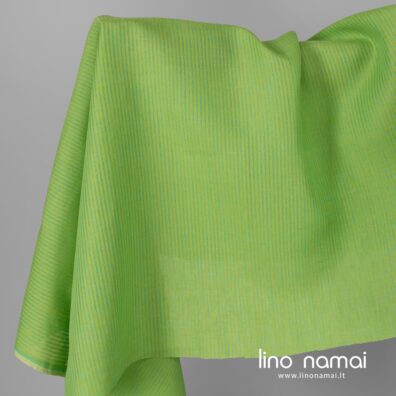 Lininis audinys šviesiai žalias dryžuotas