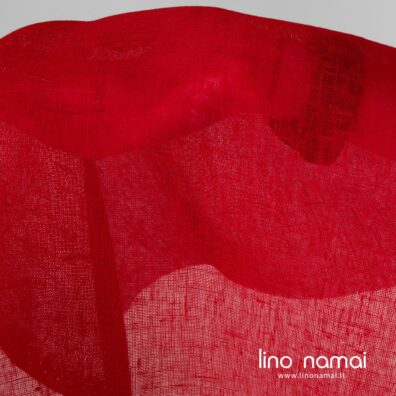 Lengvas, retas, permatomas raudonos spalvos lino audinys