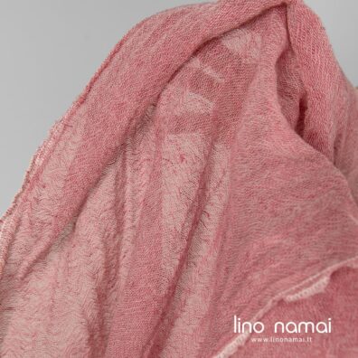 Lino - vilnos audinys rožinis, skalbtas, šalikams, skaroms