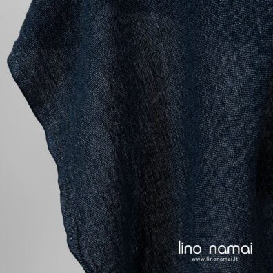 Lininis audinys iš mėlynai juodų ir mėlynai pilkų verpalų
