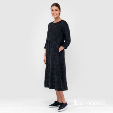 Lininė gėlėta suknelė