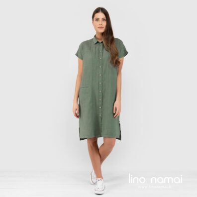 Lininė žalia suknelė