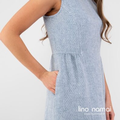 Melsva lininė raštuota suknelė su kišenėmis