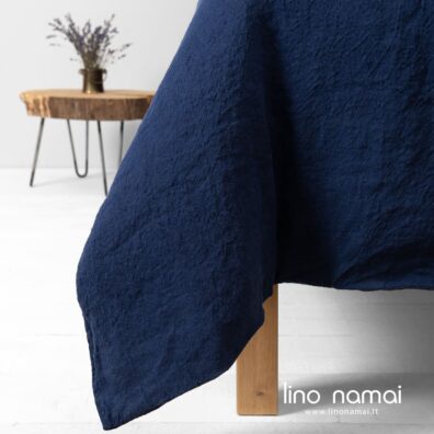 Lininis tamsiai mėlynas antklodės užvalkalas