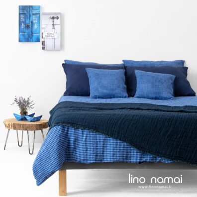 Lininė patalynė mėlynai languota KOLKA