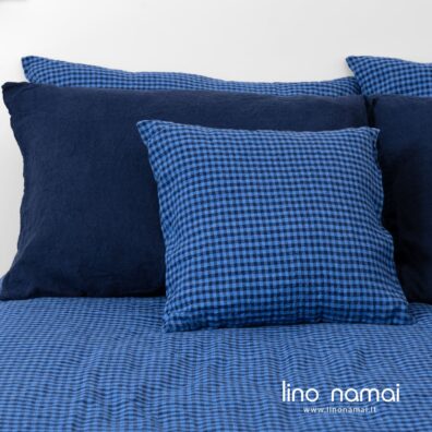 Lininis pagalvės užvalkalas mėlynai ir tamsiai mėlynai languotas KOLKA