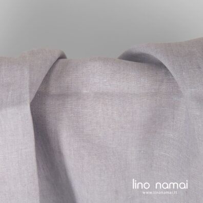 Lininis audinys pilkšvai violetinis drabužiams, namų tekstilei