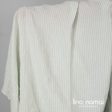 Lininis audinys žaliais dryžiais platus skalbtas