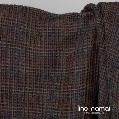 Lino - medvilnės languotas „vaflinis“ audinys