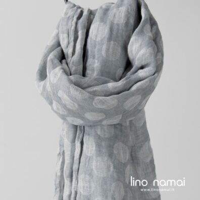 Lininis pilkas šalikas su burbuliukais