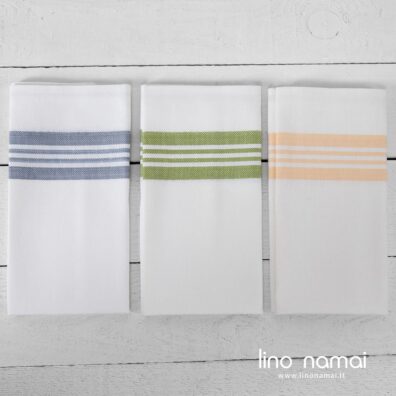 3 dryžuoti lino - medvilnės rankšluostukai virtuvei